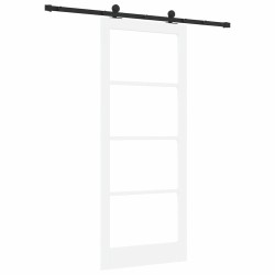 Porte coulissante avec quincaillerie 'ORKDAL'en bois blanc solide et verre 