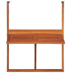Table suspendue de balcon 64,5x44x80 cm Bois d'acacia massif 