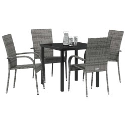 Ensemble de salle à manger pour jardin 5 pcs Gris 4 places 