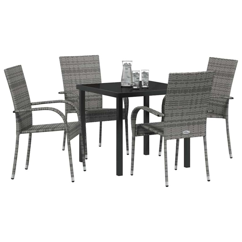 Ensemble de salle à manger pour jardin 5 pcs Gris 4 places 