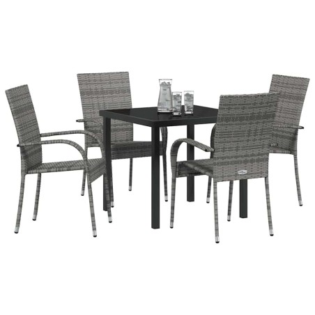 Ensemble de salle à manger pour jardin 5 pcs Gris 4 places 