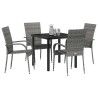 Ensemble de salle à manger pour jardin 5 pcs Gris 4 places 