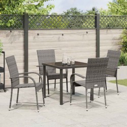 Ensemble de salle à manger pour jardin 5 pcs Gris 4 places 