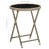 Table à thé Beige 60 cm Résine tressée et verre trempé 