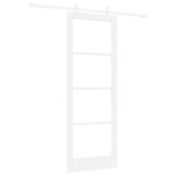 Porte Coulissante avec Ensemble de Quincaillerie Blanc 78x211 cm Bois Massif en Pin 