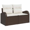 Ensemble de canapés de jardin 3 pièces avec coussins marron poly rotin 