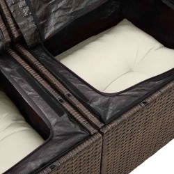 Ensemble de canapés de jardin 3 pièces avec coussins marron poly rotin 
