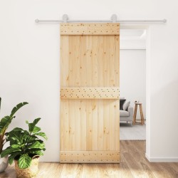 Porte coulissante et kit de quincaillerie 90x210 cm pin massif 