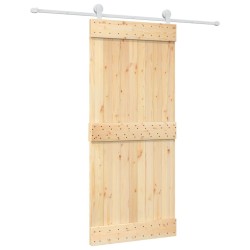 Porte coulissante et kit de quincaillerie 90x210 cm pin massif 