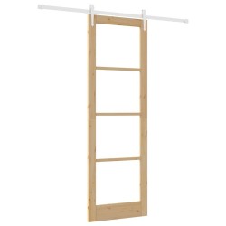 Porte coulissante avec kit quincaillerie 78x232 cm Bois massif en pin 