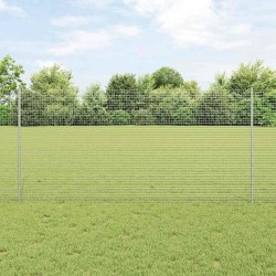 Clôture en Fil Soudé avec 44 Poteaux U Argent 1.2x50 m Acier 