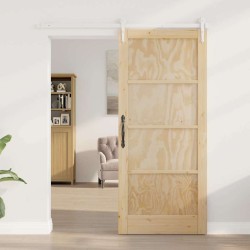 Porte Coulissante avec Kit de Quincaillerie 86x211 cm en Bois de Pin Massif 