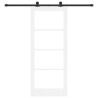 Porte coulissante avec kit matériel 'ORKDAL'en bois solide blanc et verre 