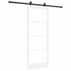 Porte coulissante avec kit matériel 'ORKDAL'en bois solide blanc et verre 