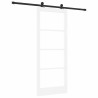 Porte coulissante avec kit matériel 'ORKDAL'en bois solide blanc et verre 