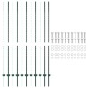 Poteaux de clôture 11 pcs U-Channel vert 150 cm en acier 