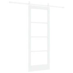 Porte Coulissante avec Ensemble de Matériel Blanc 78x202 cm Bois Massif Pin 