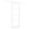 Porte Coulissante avec Ensemble de Matériel Blanc 78x202 cm Bois Massif Pin 