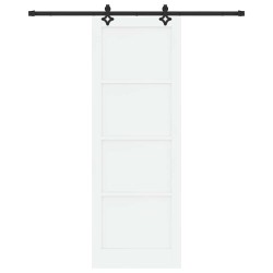 Porte coulissante avec quincaillerie blanche 83x232 cm en bois massif de pin 