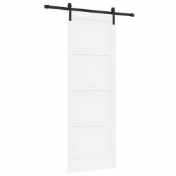 Porte Coulissante avec Jeu de Quincaillerie Blanche 83x232 cm Bois Massif Pin 
