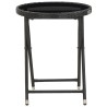 Table à thé Noir 60 cm Résine tressée et verre trempé 