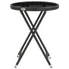 Table à thé Noir 60 cm Résine tressée et verre trempé 