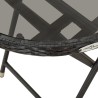 Table à thé Noir 60 cm Résine tressée et verre trempé 
