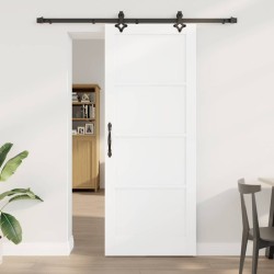 Porte coulissante avec kit Blanc 83x211 cm Bois massif Pin 