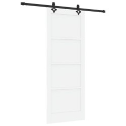 Porte coulissante avec kit Blanc 83x211 cm Bois massif Pin 