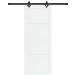Porte coulissante avec kit Blanc 83x211 cm Bois massif Pin 