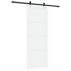 Porte coulissante avec kit Blanc 83x211 cm Bois massif Pin 