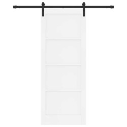 Porte Coulissante avec Kit de Matériel Blanche 83x211 cm Bois Massif de Pin 