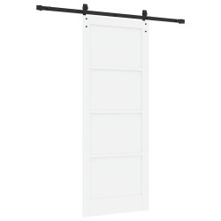Porte Coulissante avec Kit de Matériel Blanche 83x211 cm Bois Massif de Pin 