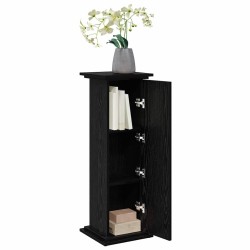Support d'affichage avec rangement en chêne noir - 31x30x90 cm. Bois d'ingénierie. 