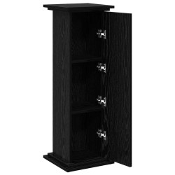 Support d'affichage avec rangement en chêne noir - 31x30x90 cm. Bois d'ingénierie. 