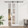Porte Coulissante avec Quincaillerie "ORKDAL" Blanc en Bois Massif & Verre 