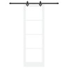 Porte Coulissante avec Quincaillerie "ORKDAL" Blanc en Bois Massif & Verre 