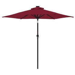 Parasol de jardin avec mât en acier bordeaux 225x225x212 cm 