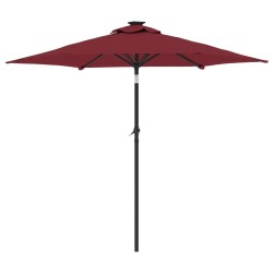 Parasol de jardin avec mât en acier bordeaux 225x225x212 cm 