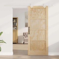 Porte coulissante avec ensemble de quincaillerie 83x202 cm en bois massif de pin 