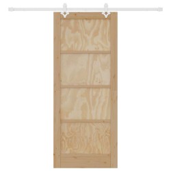 Porte coulissante avec ensemble de quincaillerie 83x202 cm en bois massif de pin 