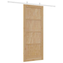 Porte coulissante avec ensemble de quincaillerie 83x202 cm en bois massif de pin 