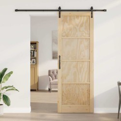 Porte coulissante avec kit de quincaillerie 83x232 cm en pin massif 