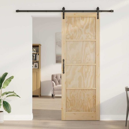 Porte coulissante avec kit de quincaillerie 83x232 cm en pin massif 
