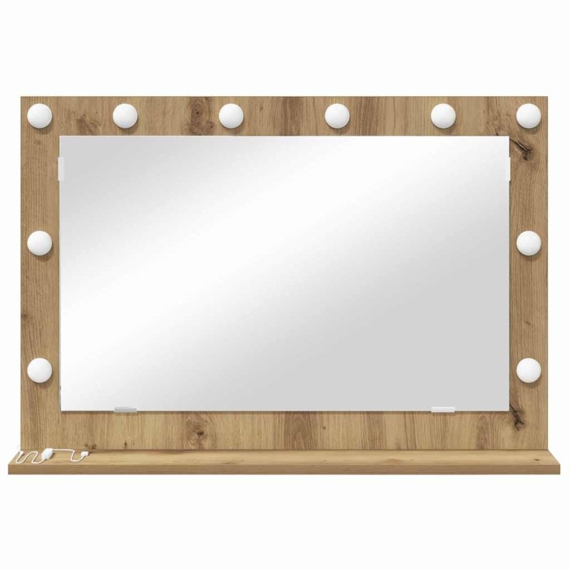 Miroir de vanité Chêne artisanal, blanc Bois, métal, verre Moyen 
