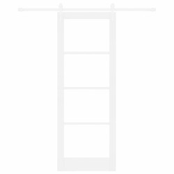 Ensemble de porte coulissante avec matériel blanc 78x211 cm en bois massif en pin 