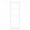 Ensemble de porte coulissante avec matériel blanc 78x211 cm en bois massif en pin 