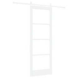 Ensemble de porte coulissante avec matériel blanc 78x211 cm en bois massif en pin 