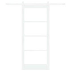 Porte Coulissante avec Ensemble de Quincaillerie 'ORKDAL'Bois solide blanc & Verre 