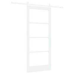 Porte Coulissante avec Ensemble de Quincaillerie 'ORKDAL'Bois solide blanc & Verre 